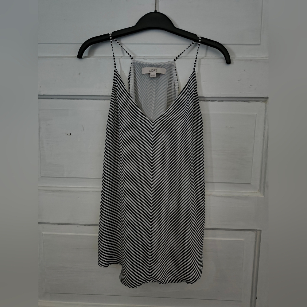 LOFT Black And White Striped Tank